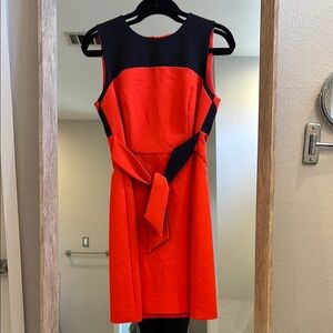 Milly Black and Red Sheath Mini Dress Sleeveless Crew Neck